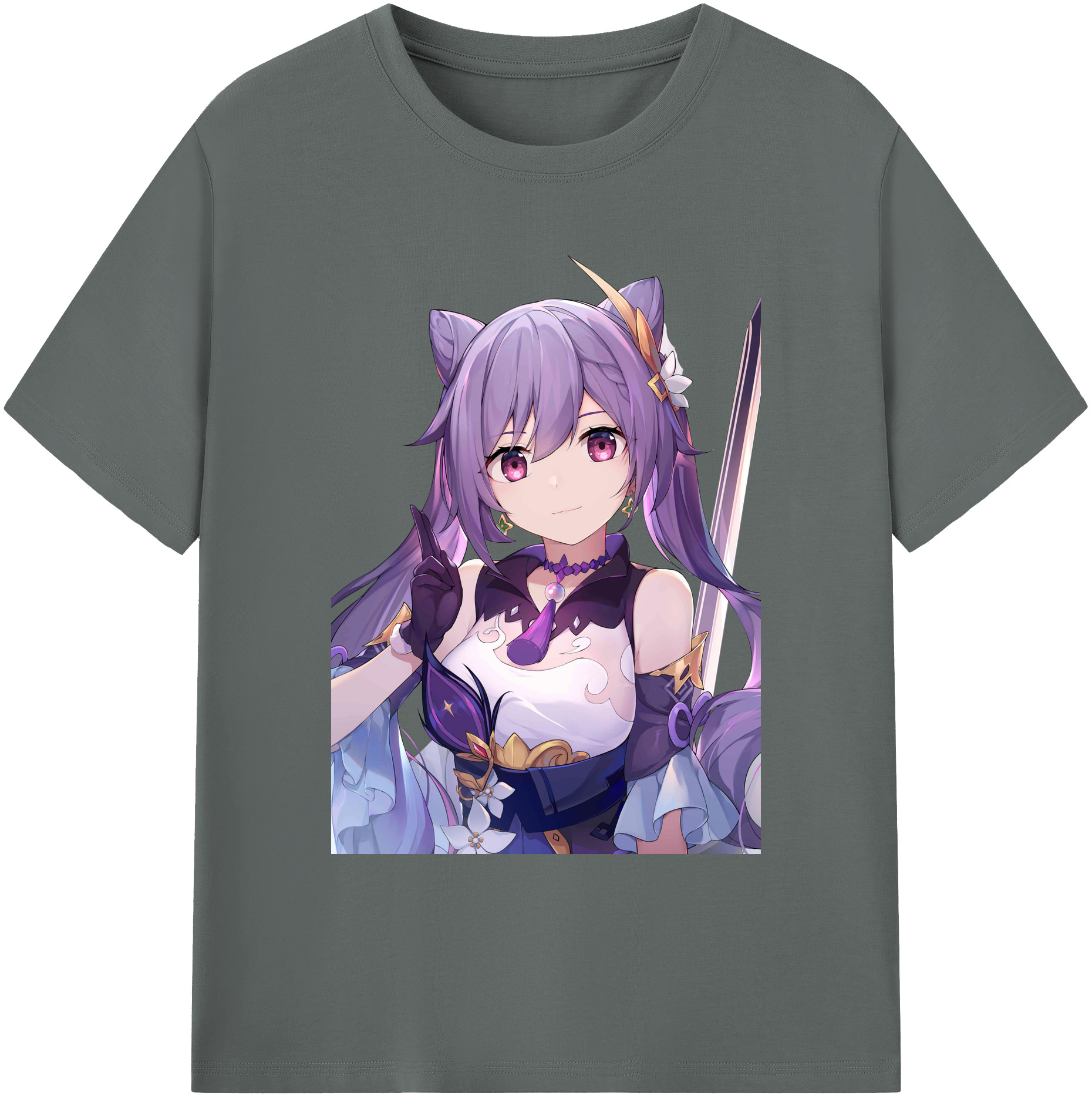 げんし神 刻晴 こくせい genshin Kokusei 綿100％ メンズ半袖Tシャツ｜肌触りやわらか＆通気性